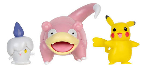 Pokemon Slowpoke Pikachu Litwick Set De Figuras De Batalla