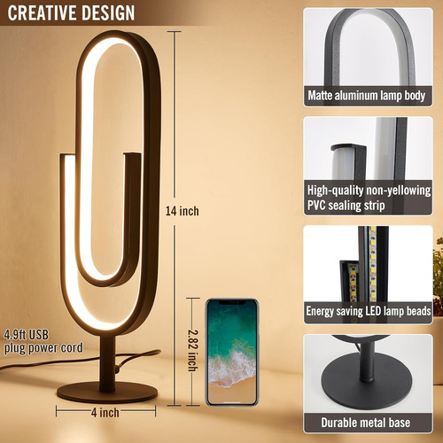Lámpara De Mesa Led, Moderna Lámpara De Noche Regulable Cont