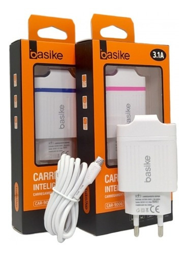 Carregador Basike 2 Usb 3.1a Para Celular Com Cabo Micro Usb