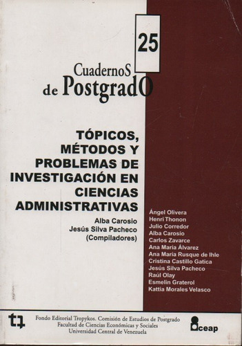 Cuadernos De Postgrado 25 Alba Carosio - Jesús Silva Pacheco (Usado)