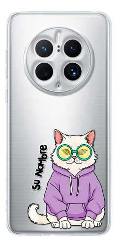 Funda Para Huawei Mujer Gatito Khao Manee Cool Con Tu Nombre