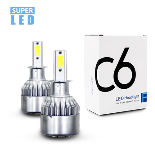 Par Lâmpada Automotiva H3 Super Led Efeito Xenon Farol Carro