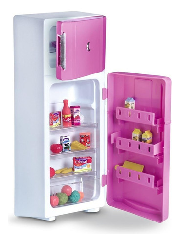 Geladeira Cozinha Brinquedo Infantil Grande Rosa 65 Cm