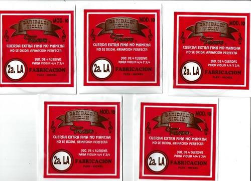 Paquete De 5 Cuerdas Para Violín Garibaldi  Segunda 2a. La