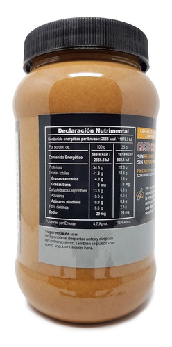 Imagen 3 de 8 de Crema De Cacahuate Cacao Crunchy + Whey Protein Isolate 470g