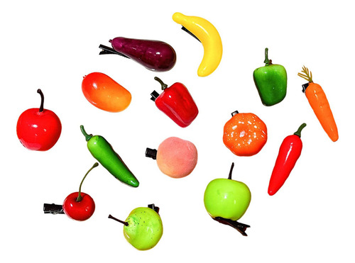 S. 14 Pinzas Para El Pelo Con Forma De Fruta, Bonitas Para
