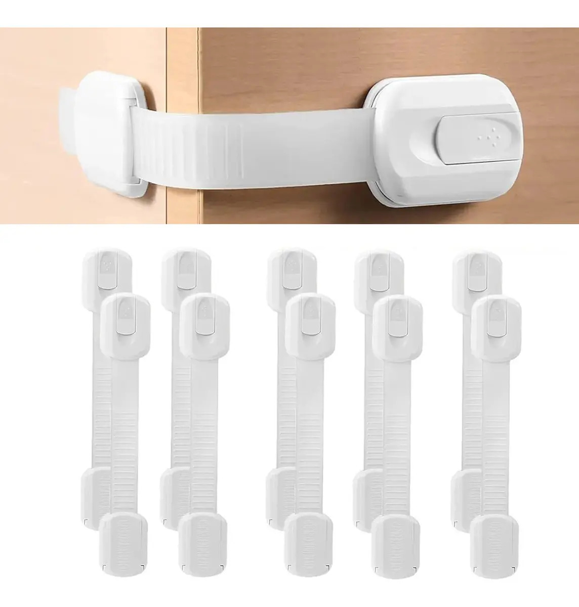 Pack de 10 Cerraduras de Seguridad Ajustables para Bebés y Mascotas