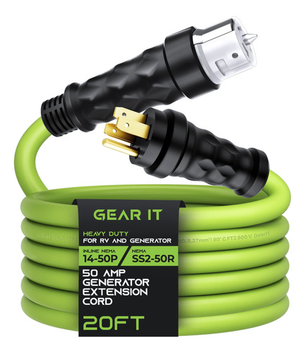 Gearit Cable De Extensin De Generador De 50 Amperios (20 Pie