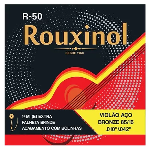 Jogo De Cordas Violão Rouxinol R50 Aço Bronze C/ Bolinha