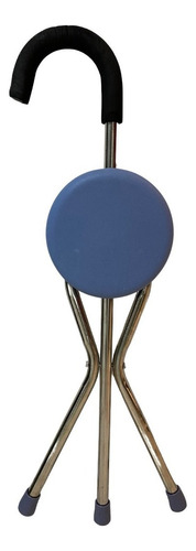 Baston Plegable Con Asiento - Banco Color Cromado/Azul