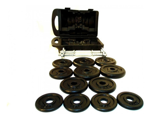 Imagem 6 de 9 de Kit Completo Anilhas + Halteres Na Maleta 20kg