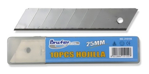 Hojas De Cuchilla Para Exacto 25 Mm Blister 10 Pzas Brufer