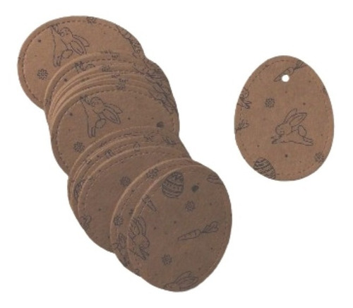 Imagen 1 de 2 de Tags Etiquetas Kraft Chicas Para Huevos De Pascua X 50 Unid