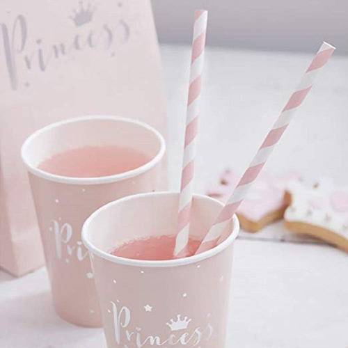 Pajitas De Papel Biodegradables, 100 Pajitas Rosa/doradas Pa