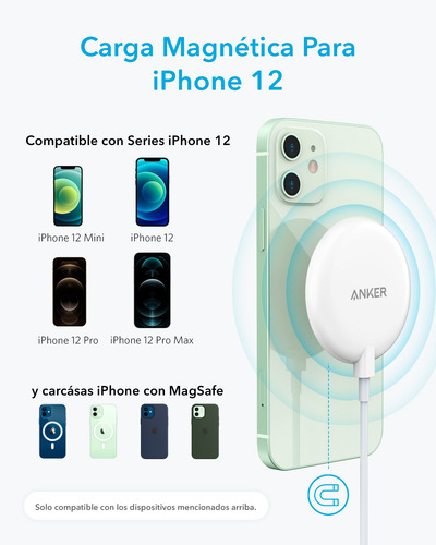 Imagen 4 de 8 de Cargador Inalambrico Magnetico iPhone 12 Anker Magsafe Apple