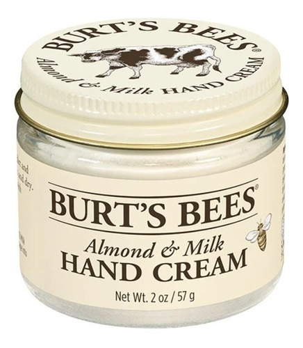  Crema sella y suaviza la piel con cera de abeja. humecta tus manos secas con aceite de almendra dulce y vitamina e. para manos Burt's Bees Crema para manos de cera de abejas y leche de almendras en pote 57g almendra