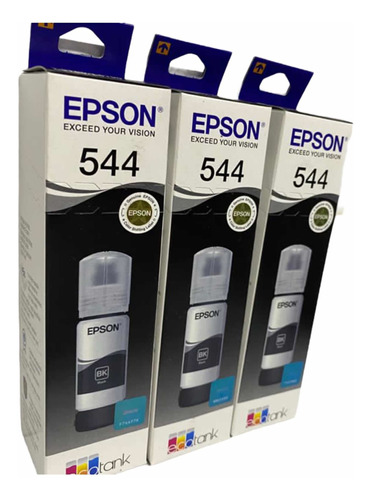 Pack Kit 3 Tintas Originales Epson 544 Bk Negras Facturadas