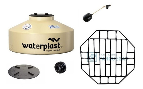 Tanque Agua Waterplast Chato Flat 1000 L + Flotante + Base
