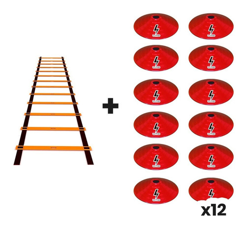 Kit Coordinación Y Agilidad Escalera 12 Pasos + 12 Platillos