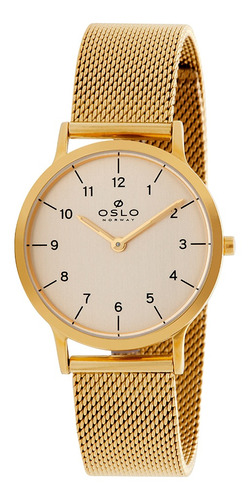 Relógio Feminino Slim Dourado Os Números Oslo Original