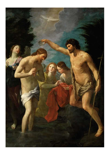 O Batismo De Jesus - Guido Reni - Tela Canvas