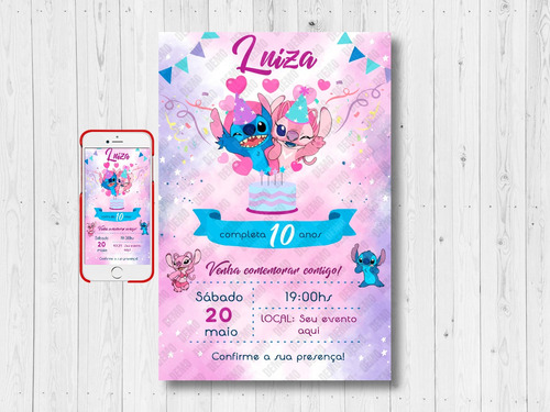 Convite Digital Aniversário Lilo Stitch