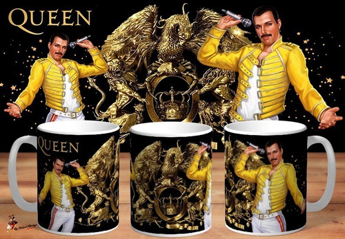 Taza Queen Freddie Mercury Gold Edicion Limitada 4k Art 03