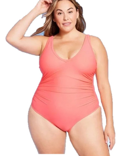 Traje Baño Completo Mujer Kona Sol Americano Curvy Rosa