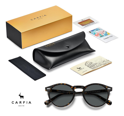 Carfia Gafas De Sol Polarizadas Redondas Retro Para Hombre A