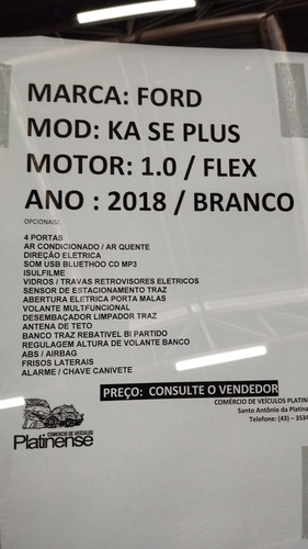 Ford Ka 1.0 Se Plus Flex 4p