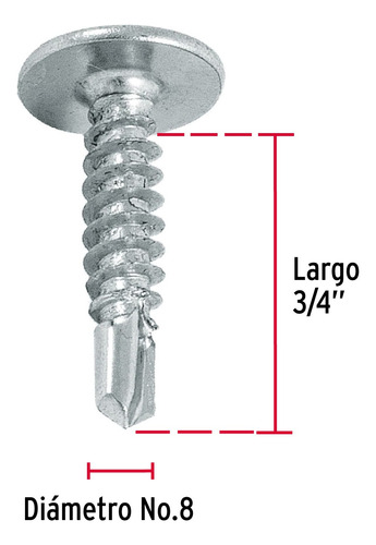 100 Pijas Cabeza De Cruz Punta Broca 8x3/4 Acero Galvanizado