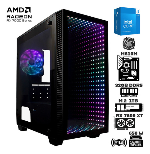 Computadora Core I5 14400 32gb Ddr5 M.2 1tb Rx 7600 Xt Wi-fi