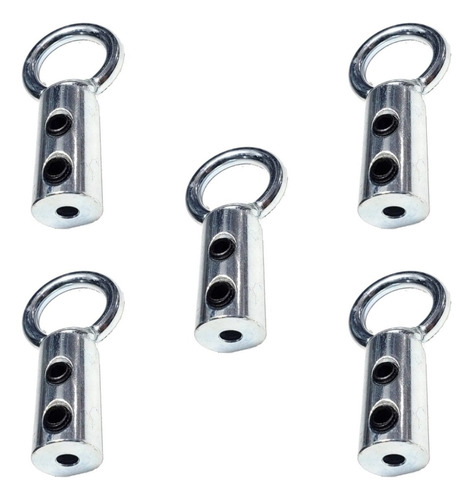 Kit 05 Terminal Para Reparo Cabo De Aço Academia Musculação Cor Prateado