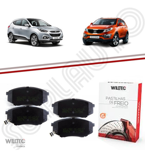 Pastilha De Freio Diant Ceramica Ix35 Sportage Willtec Fp874