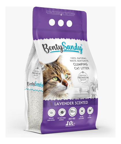 Arena Gatos Absorbente Bentonita Lavanda 10l Bentysandy 4und