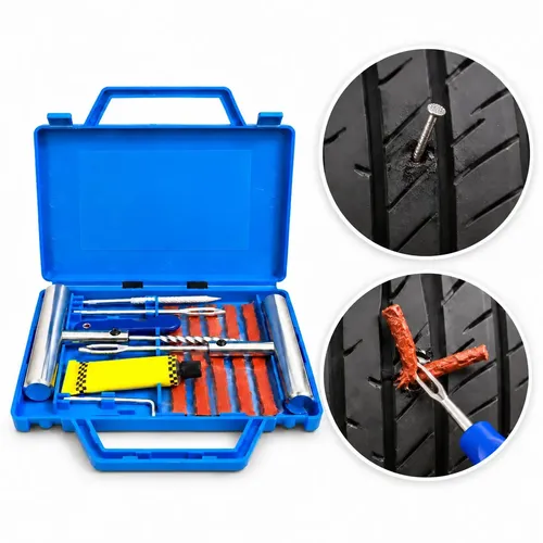 Kit Reparo Pneu Remendo Carro Moto Macarrão Metal Com Maleta 13 peças Furo Concerto Portátil Profissional Ferramenta Bicicleta Veículos Resistente