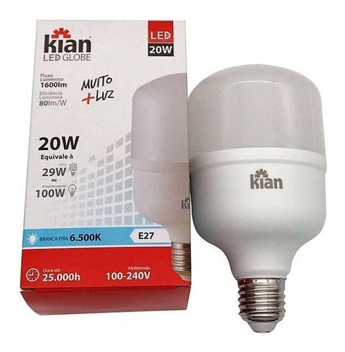 Imagem 4 de 4 de Lâmpada Led Globe Kian 40w Bivolt E-27 Branca Fria 6500k