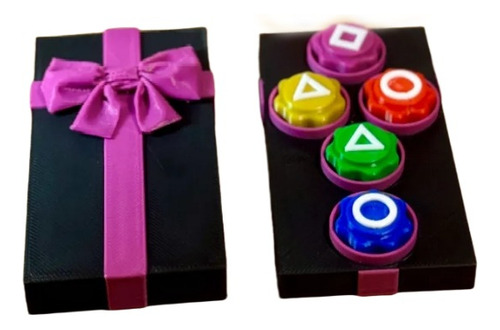 Kit Pentatlón Squid Game 2 Gonggi + Ddakji + Piedra + Jeji Estuche Rosado