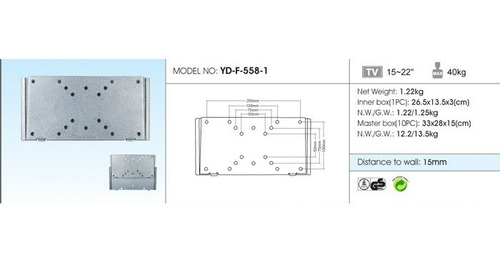 Soporte Led  Tv Y Monitor - 15 A 22¨fijo  