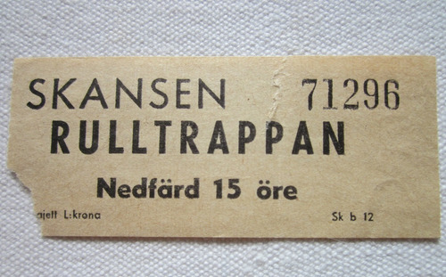 Antiguo Boleto Tren Zoologico De Suecia 1954