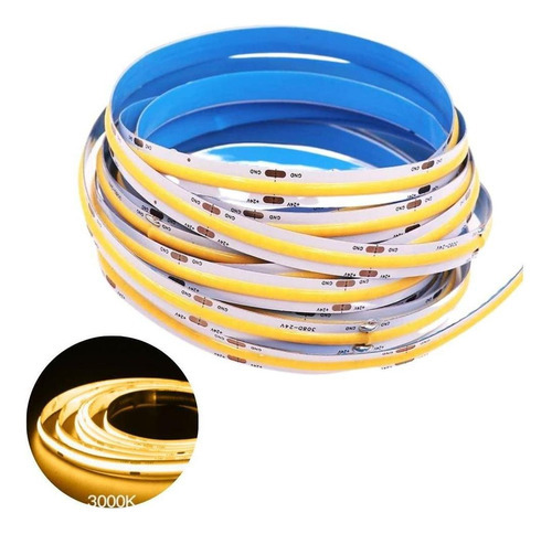 Fita Led Cbc Cob Branco Quente 3000k 320 Leds Ip20 Rolo 5 Mt Cor da luz Branco-quente