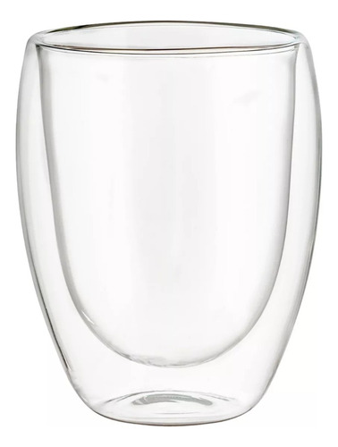 4 Vasos Vidrio Doble Pared Cristal Térmico 360 Ml Multiusos Color Transparente