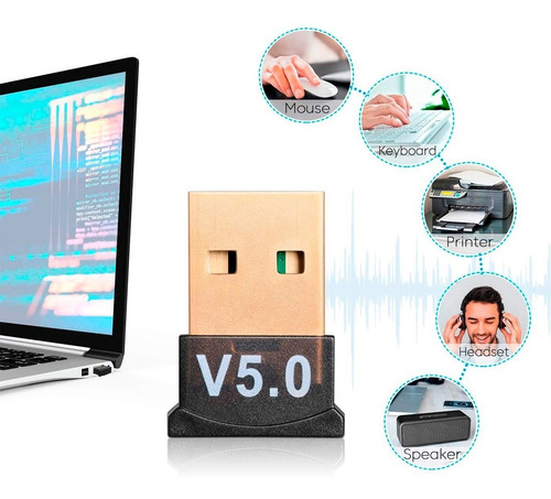 Imagen 7 de 10 de Adaptador Usb Bluetooth 5.0 Para Computadoras Pc Laptop Css®
