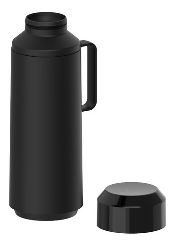 Tetera Exact, botella termo de vidrio, 1 litro, café, té, etc. Tramontina, color negro
