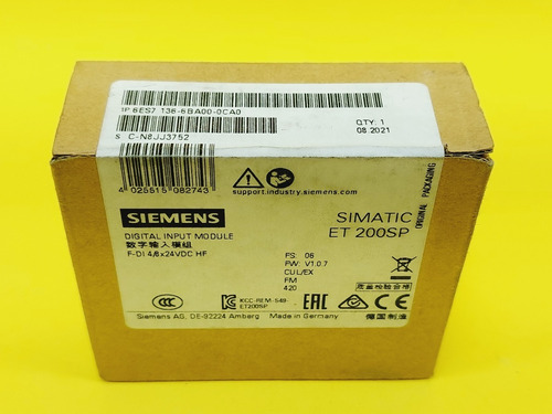 Siemens 6es7136-6ba00-0ca0 Simatic Et200sp Entrada Digital