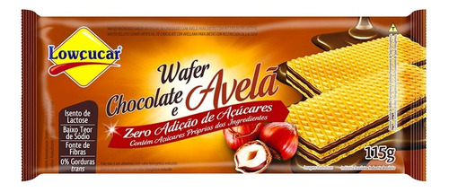 Biscoito Wafer de Chocolate com Avelã Zero Açúcar Lowçucar 115g