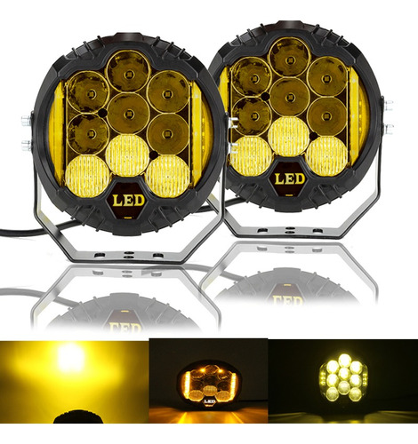 Faro Led Redondo 7 Pulgadas Off Road Jeep Led 90w Ambar Par