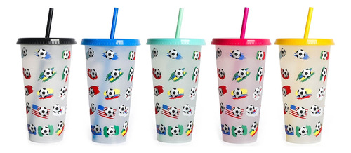 Vaso Con Forma De Pajita Con Tapa (bl), Reutilizable, De Plá