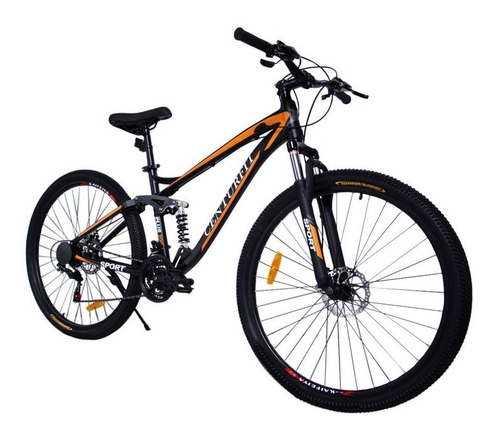 Mountain bike Centurfit MKZ-BICIALUMINIO R29 21v color naranja con pie de apoyo