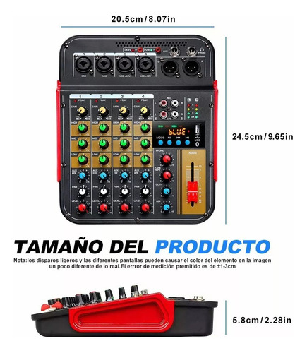 Audio Consola Mezclador Bluetooth Usb Mixer De 6 Canales